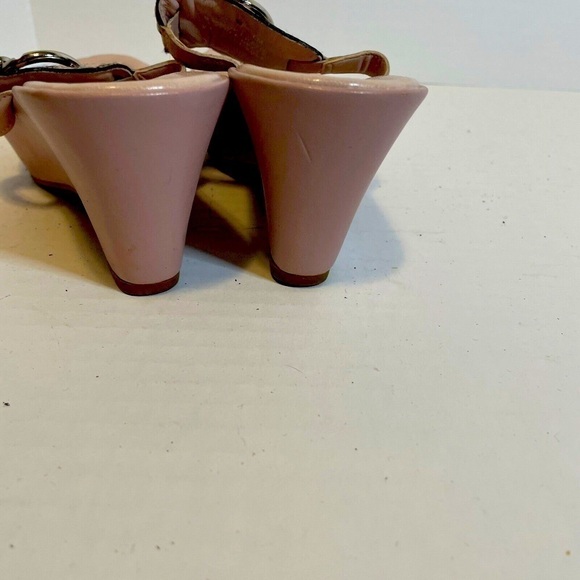 Franco Sarto Gitana Leather Wedge Sandal Pink 6M Animal Print Accent. - Picture 3 of 8